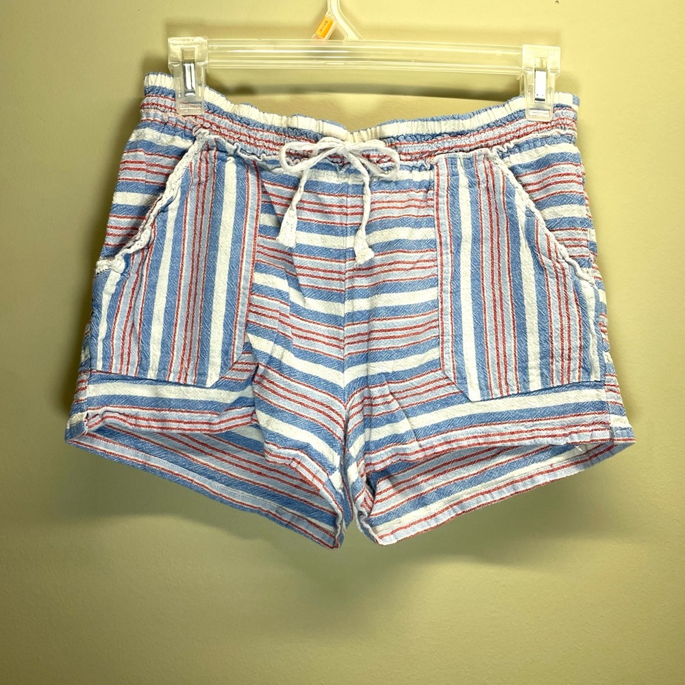 Rewind Multi-Color Striped Linen Short